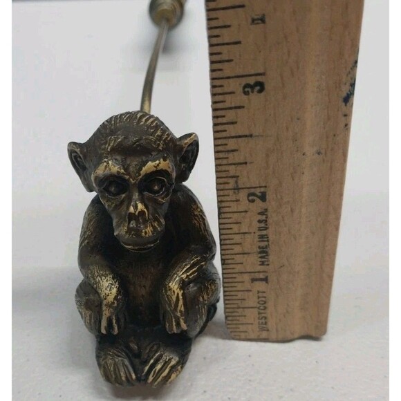 Vintage Monkey Chimpanzee Candle Snuffer Carved Resin & Wood Safari Decorative - Picture 9 of 9